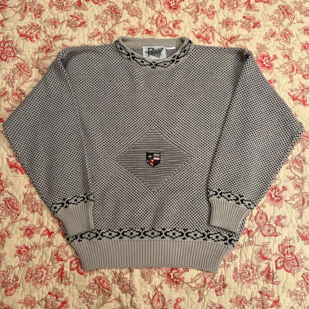 Vintage 90s Kurt Cobain style PAZZO super soft Black and Cream Sweater